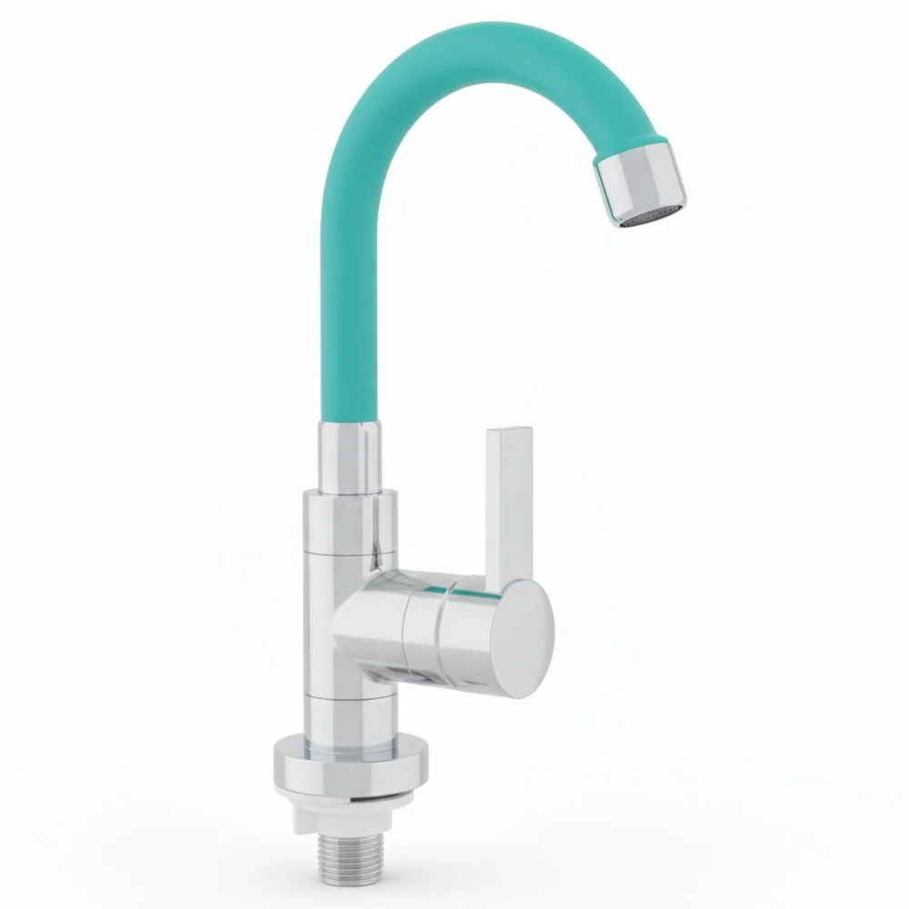 Torneira Monocomando para Cozinha com Bica Flexível Verde Água