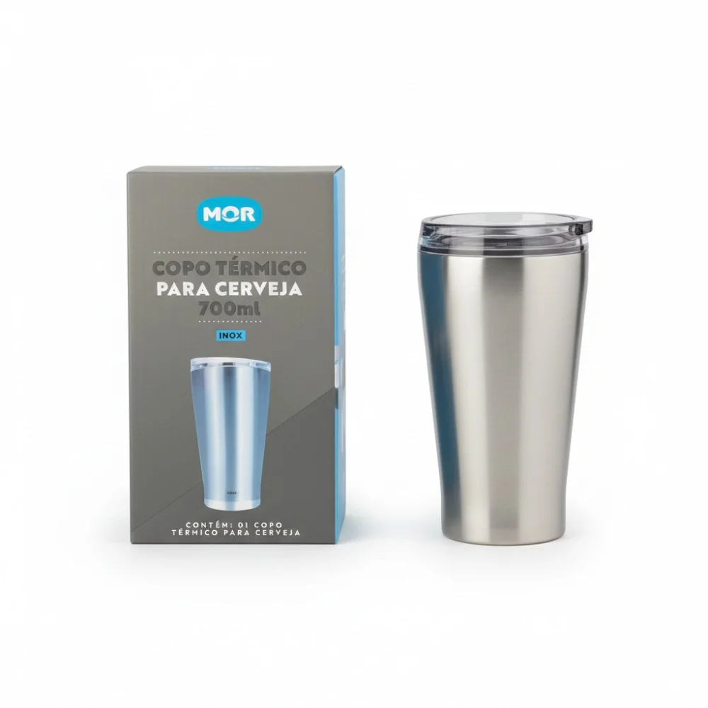 Copo Térmico para Cerveja MOR Inox 700ml com Tampa